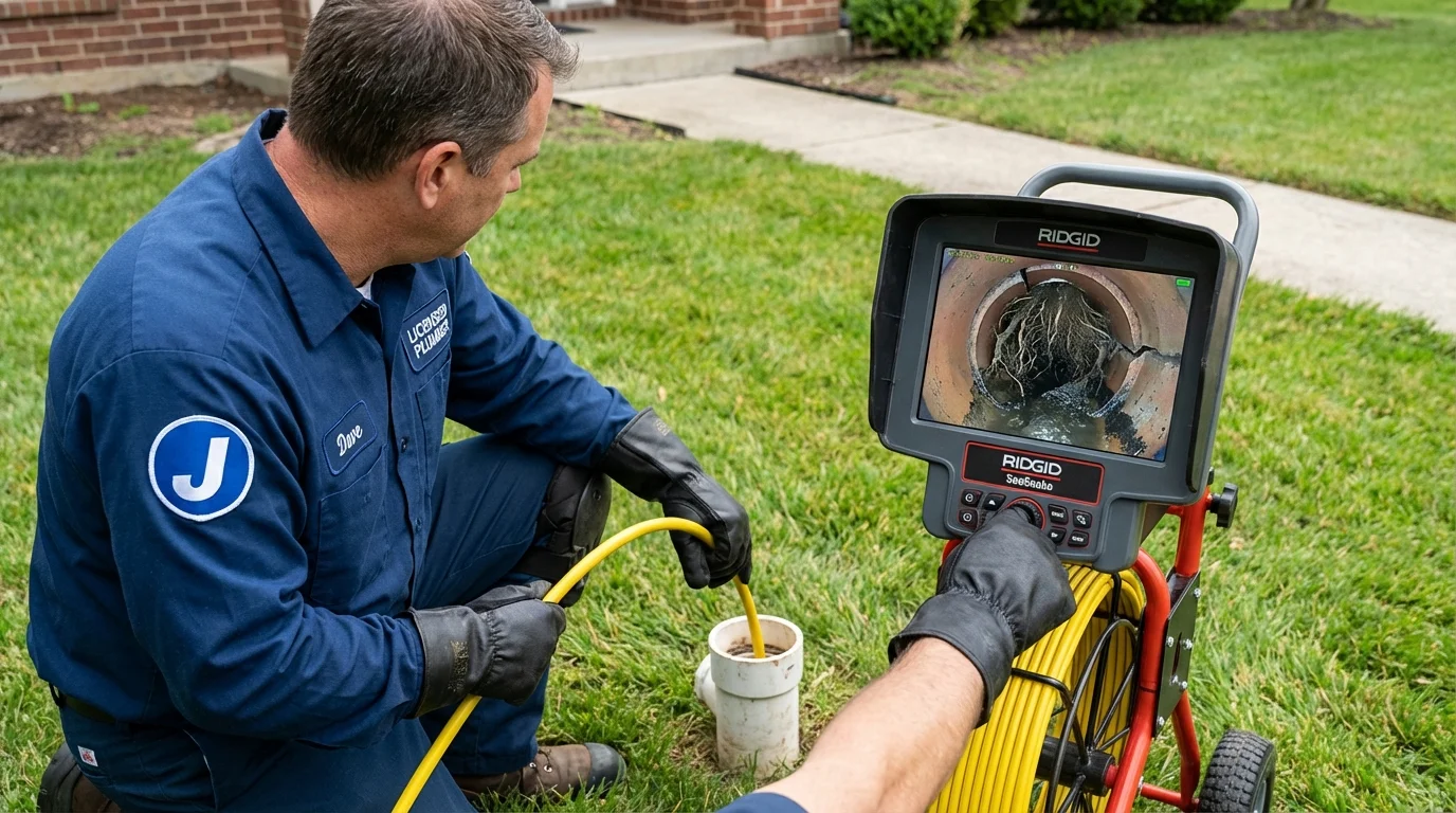 Sewer camera inspection being performed by Johns Plumbing LLC in Oglethorpe