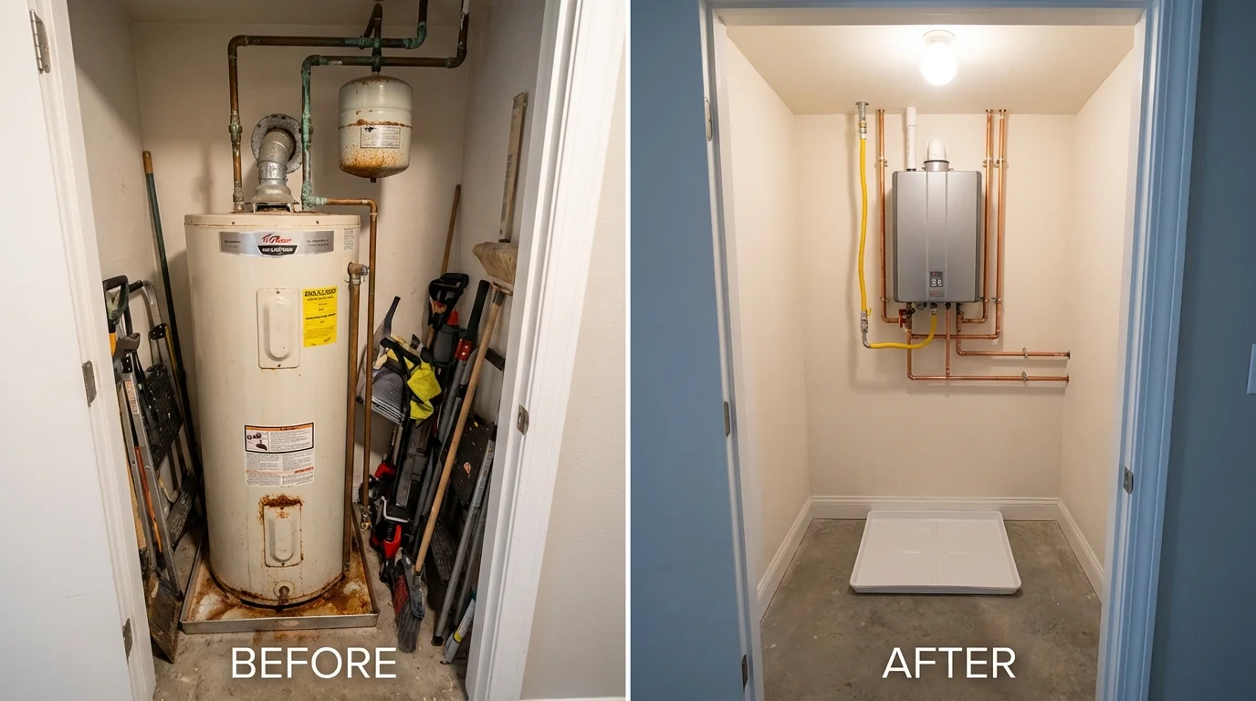 Tank water heater versus wall-mounted tankless unit comparison for Oglethorpe, GA homeowners