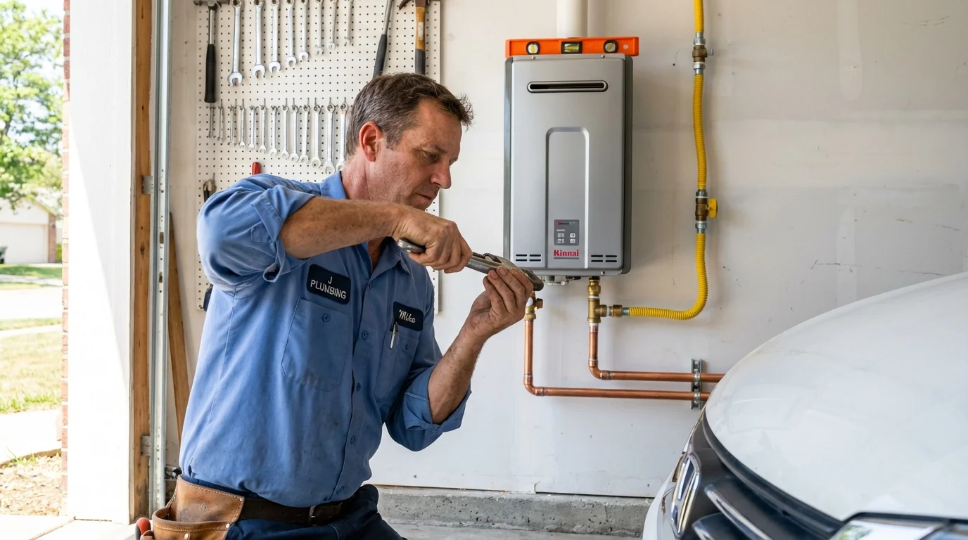 Tankless water heater installation by a Johns Plumbing LLC plumber in Oglethorpe