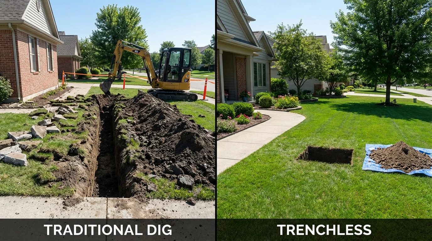 Trenchless sewer repair with minimal yard damage versus traditional excavation in Oglethorpe, GA